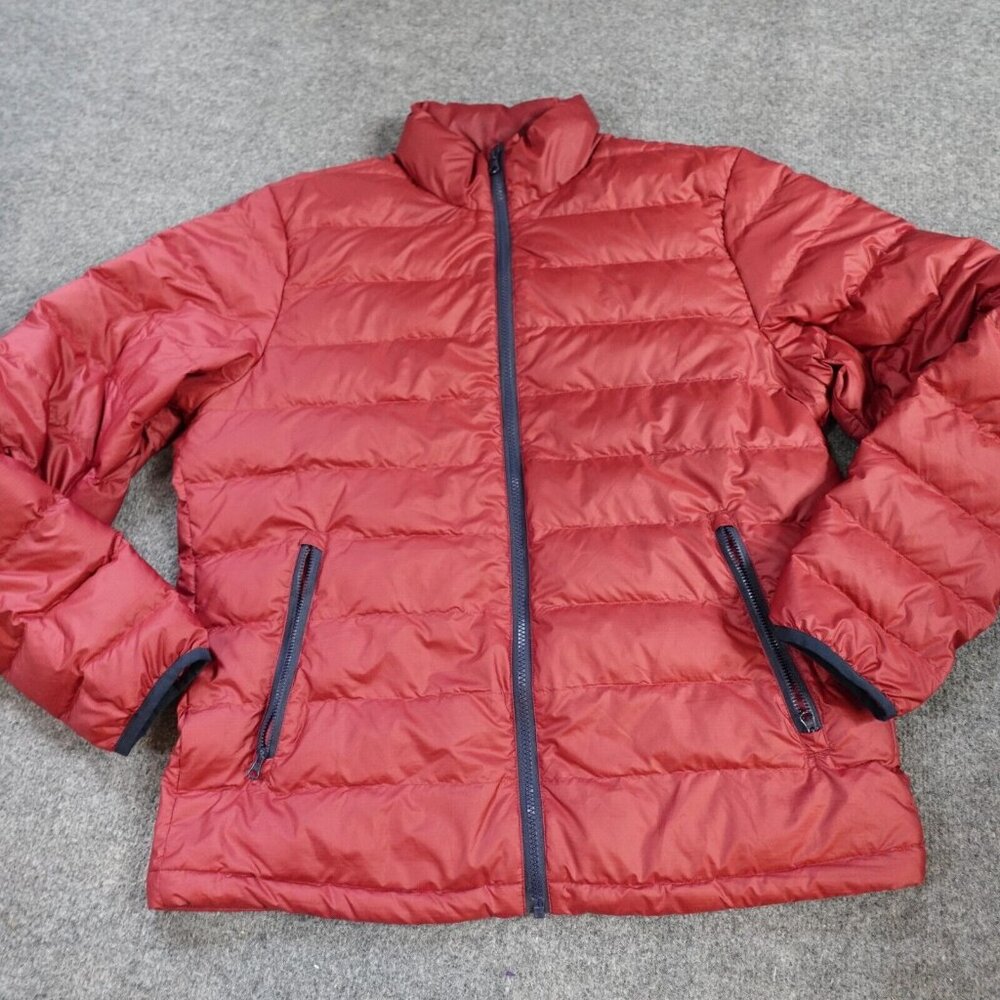Outerknown Mens Puffer Jacket Large Red Down Filled Full Zip